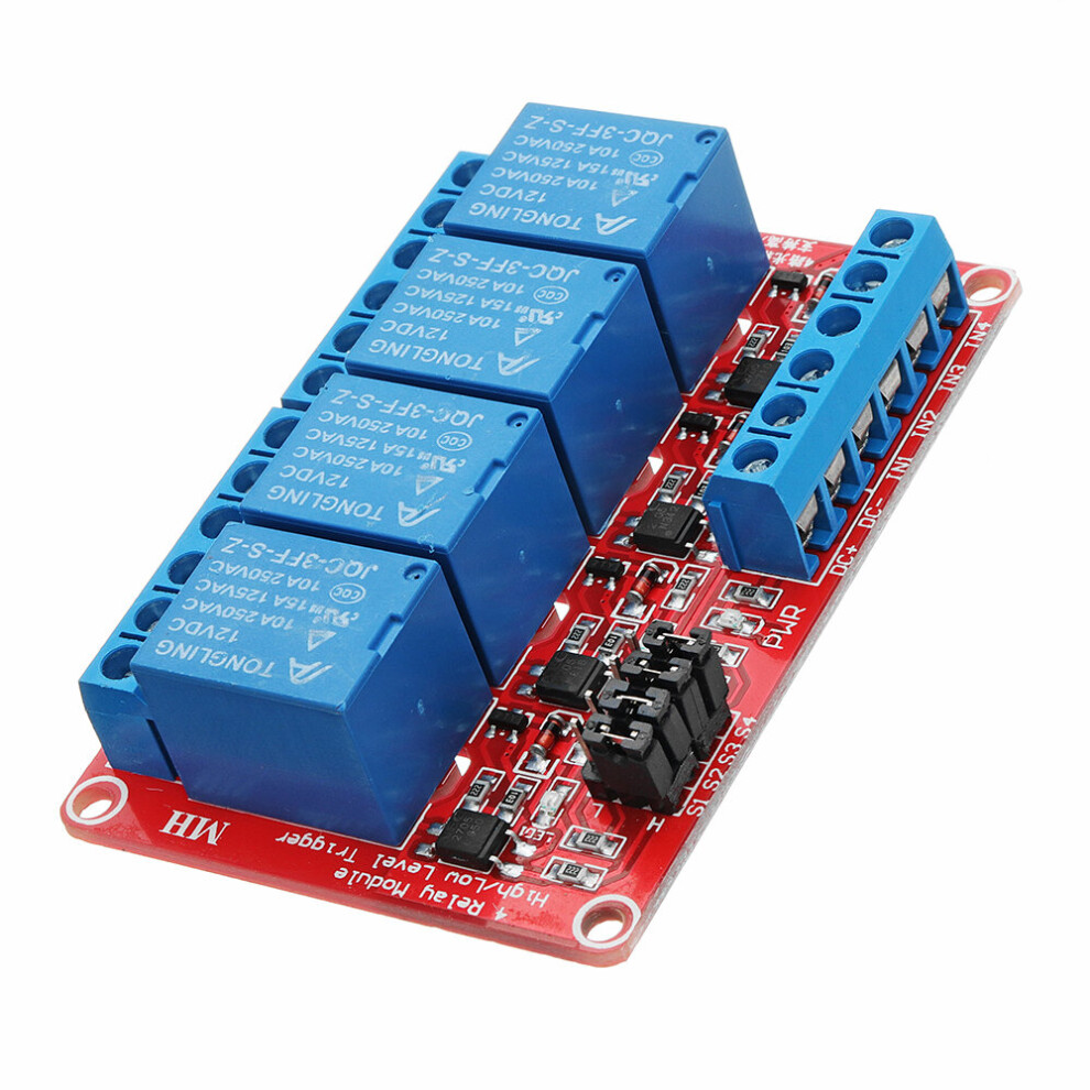 3Pcs Dc12v 4 Channel Level Trigger Optocoupler Relay Module Power Supply Module 300028189900