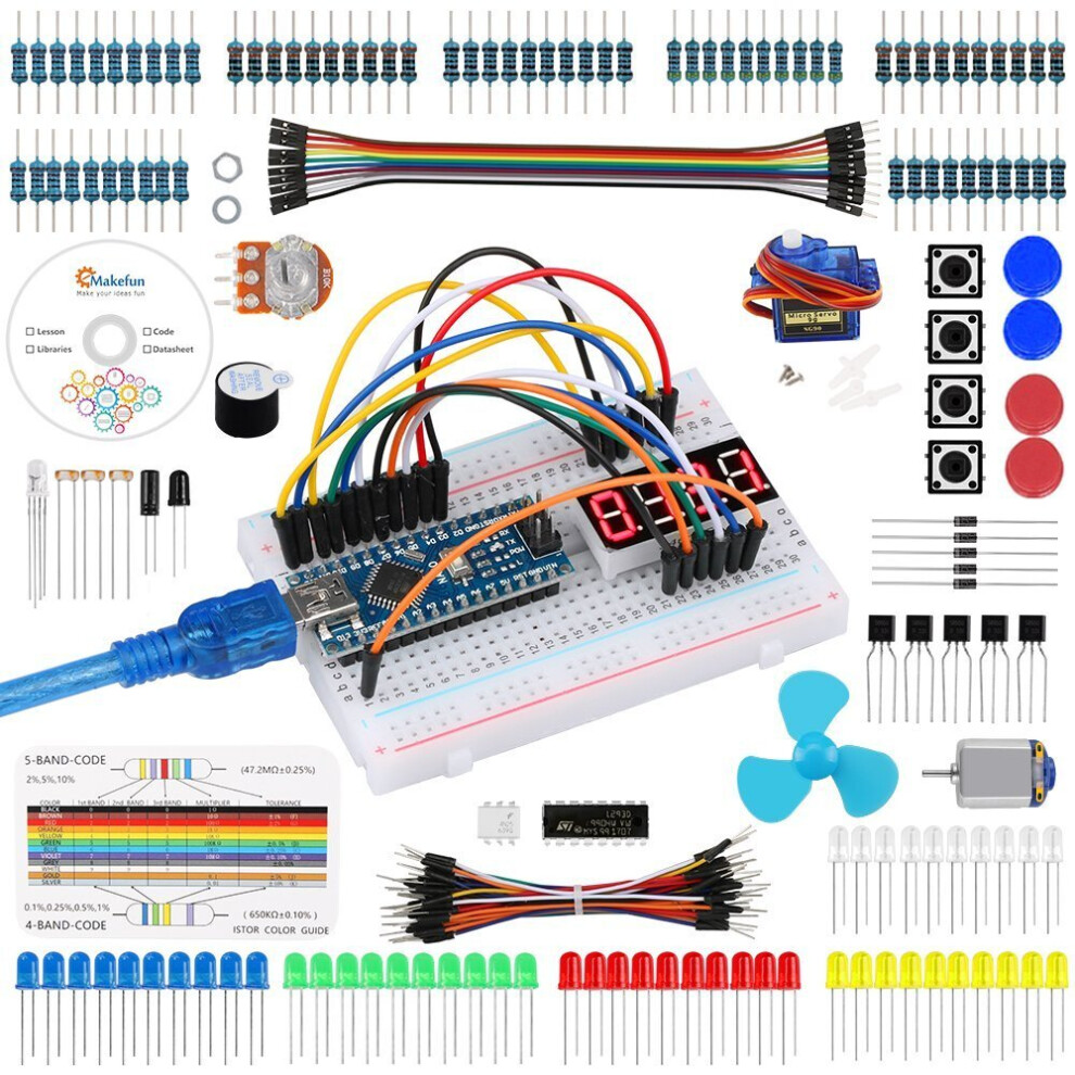Geekcreit Strater Kit For Nano Project With Servo Motor Jumper Wire Detailed Tutorial For Arduino Uno Mega 2560 6906142212926