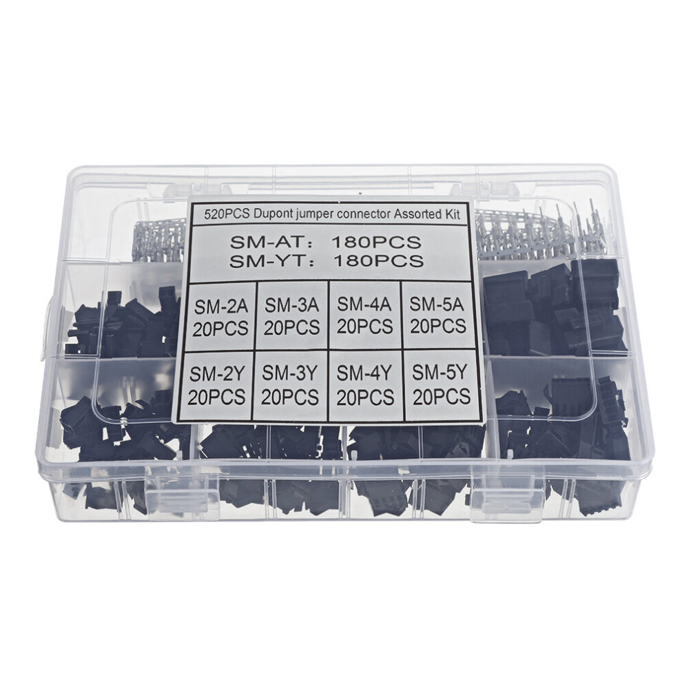 520Pcs 2.5Mm Pitch 2 3 4 5 Pin Jst Sm Male & Female Plug Housing Pin Header Crimp Terminals Connector Kit 1399835170514