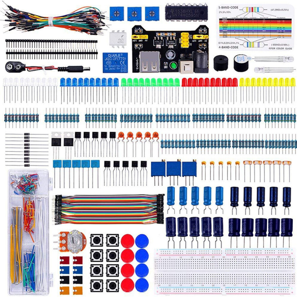Electronic Component Super Kit With Resistor Transistor Rgb Capacitor Led Buzzer Switch Potentiometer For Arduino 640187826798