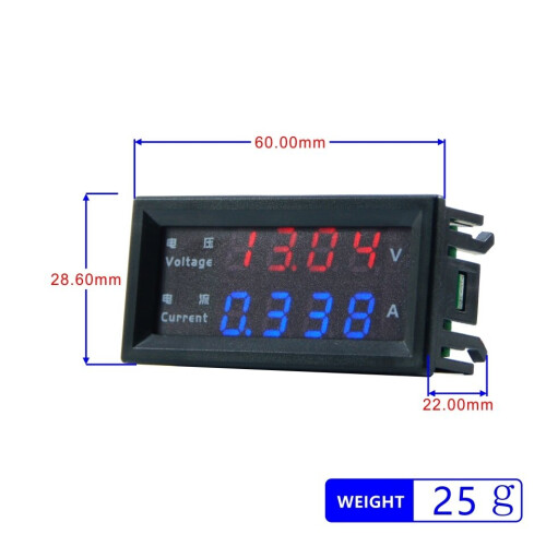 5Pcs M4430 Mini Digital Voltmeter Ammeter DC 200V 10A Panel Amp Volt Voltage Current Meter Tester Detector with Dual LED Display 2