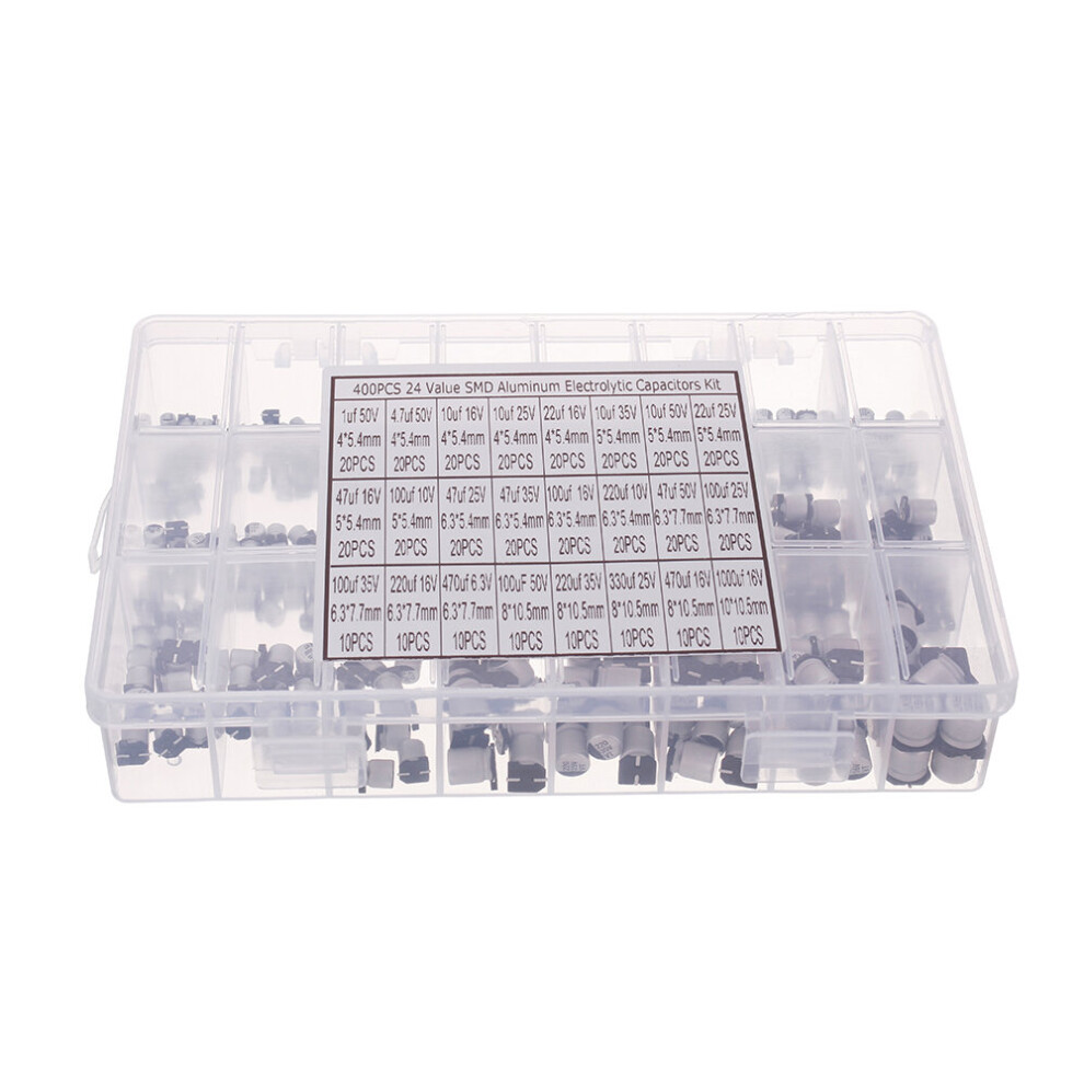400Pcs 1Uf-1000Uf 24 Values Assorted Kit Electrolytic Capacitor Smd Aluminum Electrolytic Capacitor 817217993854