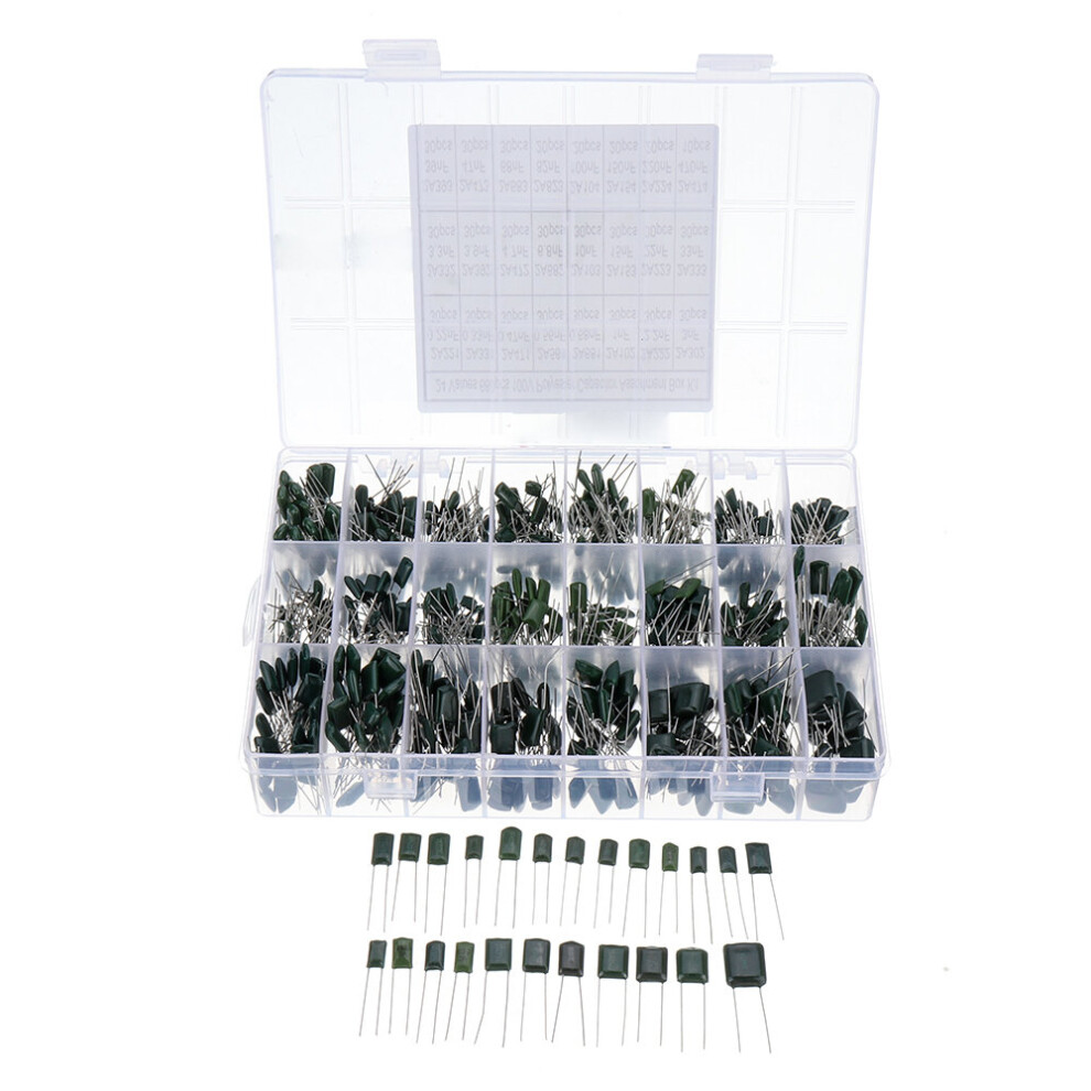 660Pcs 24Value Capacitor Kit 100V 2A221j To 2A474j Polyester Film Capacitor Assorted Kit 0.47Nf 0.68Nf 1Nf 2.2Nf Capacitors 8286056217995