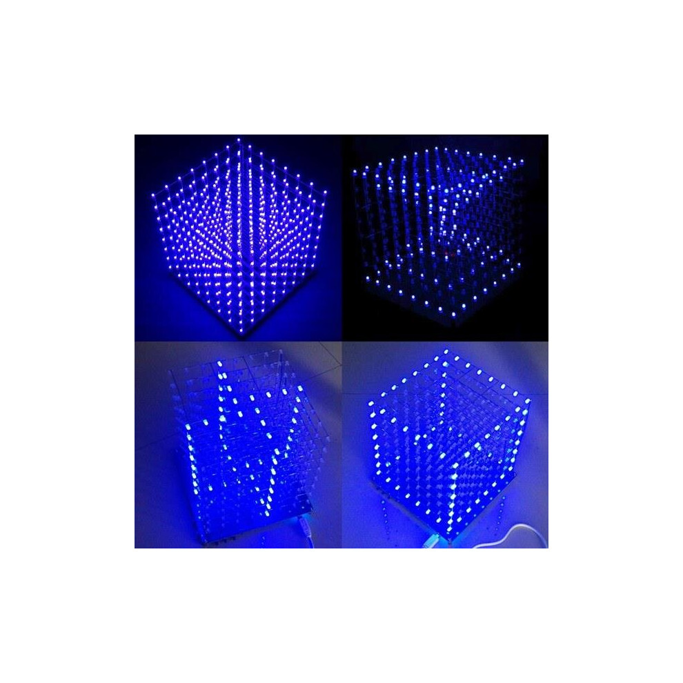 Geekcreit 8X8x8 Led Cube 3D Light Square Blue Led Flash Electronic Diy Kit 608442117098