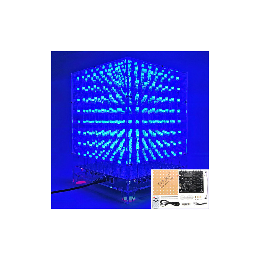 3D Light Cube Kit 8X8x8 Blue Led Mp3 Music Spectrum Diy Electronic Kit 649490714471