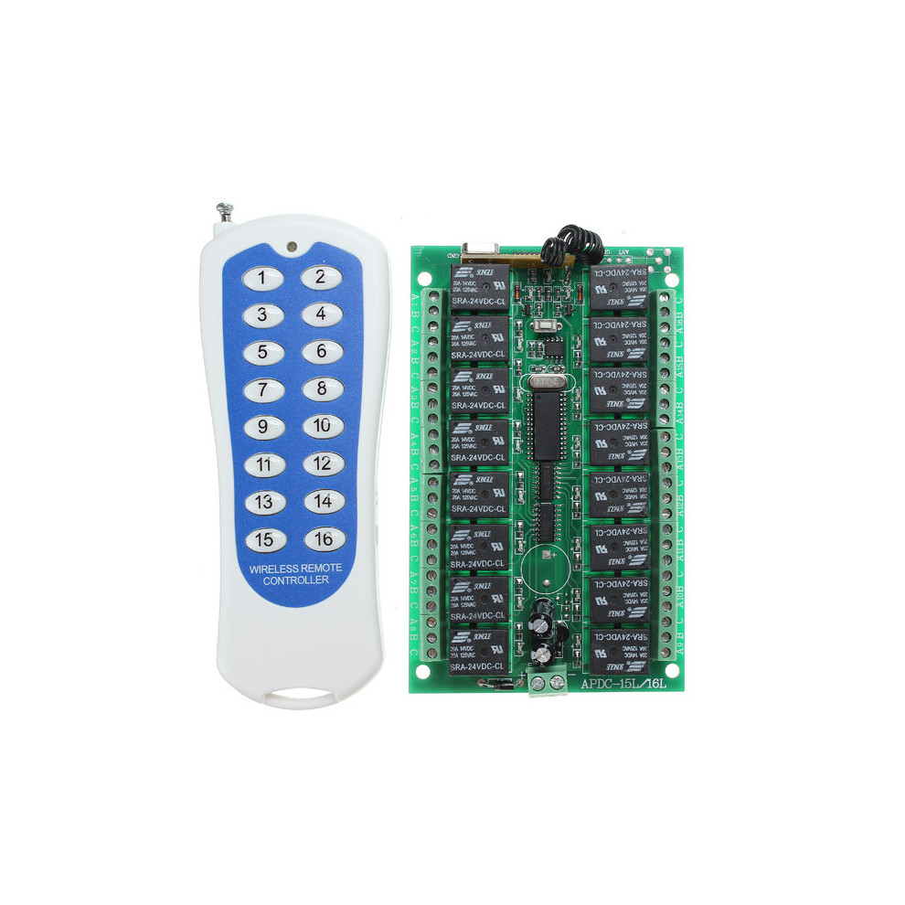 Dc 24V 16Ch Channel Wireless Rf Remote Control Switch With Transmitter For Smart Home 707581724720