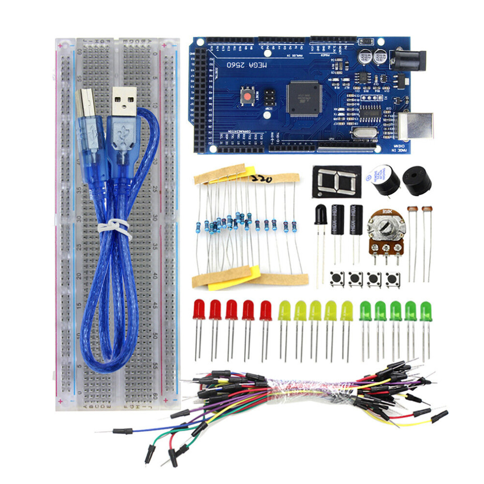 Mega 2560 R3 Starter Kits With Transparent 830 Breadboard Resistor Led Jumper Cable 821320990983