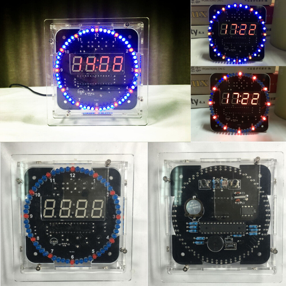 Led Rotating Electronic Temperature Display Digital Clock Learning Kit Box Diy 384869014225