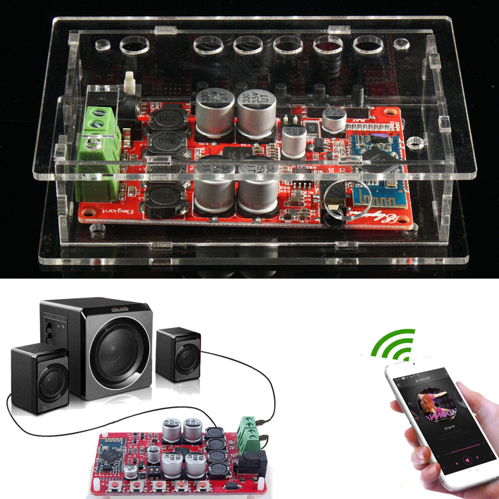 Geekcreit Tda7492p 25W+25W Wireless Bluetooth 4.0 Audio Digital Amplifier Board With Case 649490715539