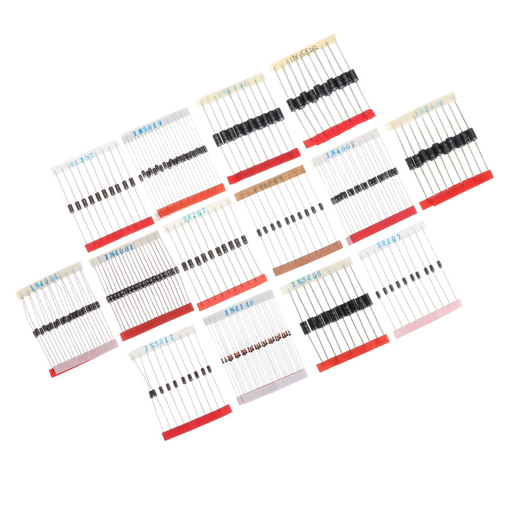600Pcs Fast Switching Schottky Diode Assorted Kit 1N4001 1N4004 1N4007 1N5408 Uf4007 Fr207 1N5817 1N5819 1N5822 1N4148 Rl207 772547570673