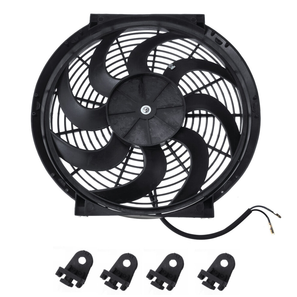 14 Inch Car Vehicle Slim Electric Radiator Cooling Fan Pull Push + Mounting Kit" Black 6113229371265