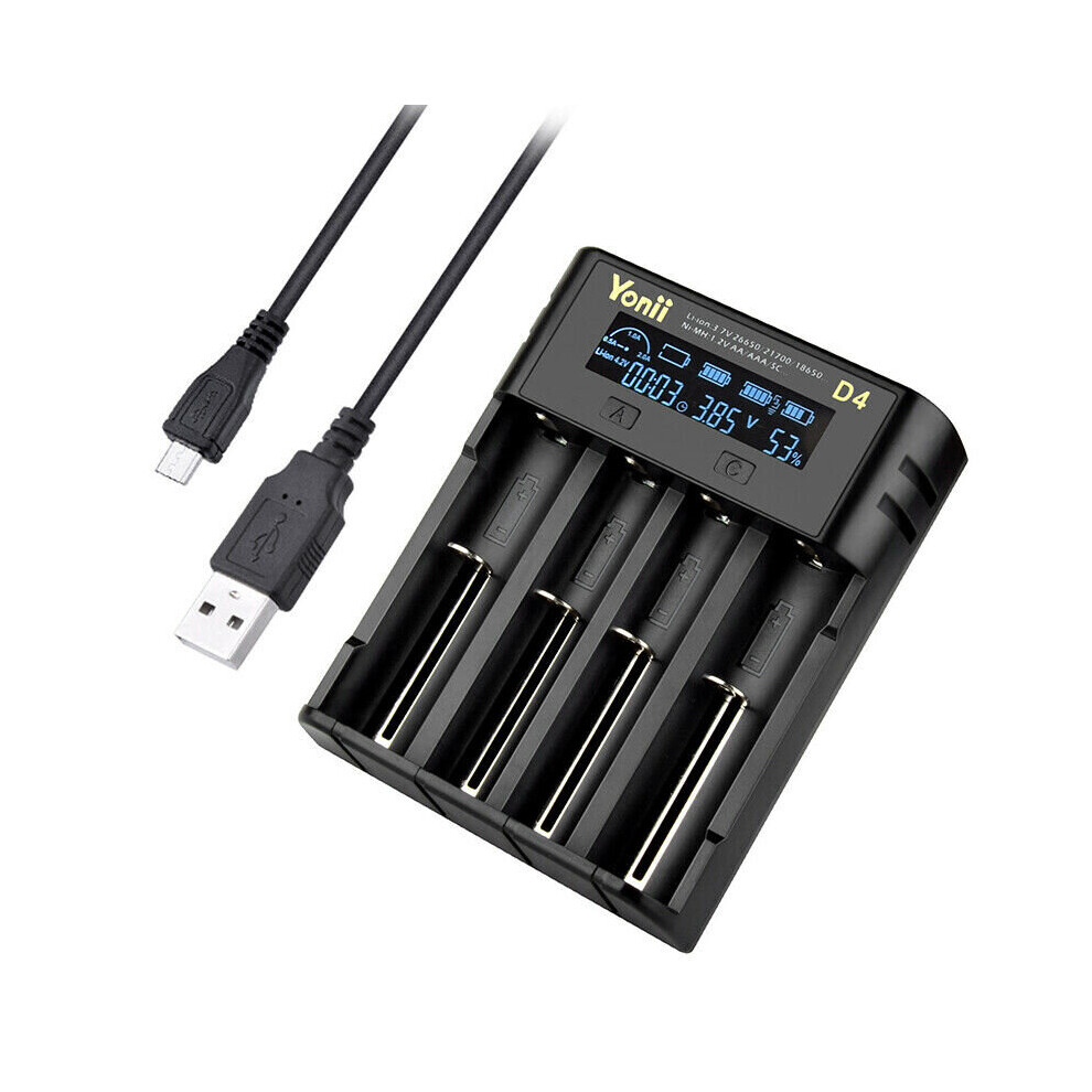 Intelligent Lcd Charger 4 Slot For 18650 21700-26650 Lithium Aa Aaa Nimh Battery Charger 7644828959305