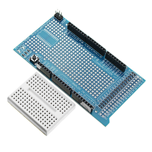 MEGA 2560 R3 Microcontroller With Prototype Board + L293D Motor Driver Shield 2