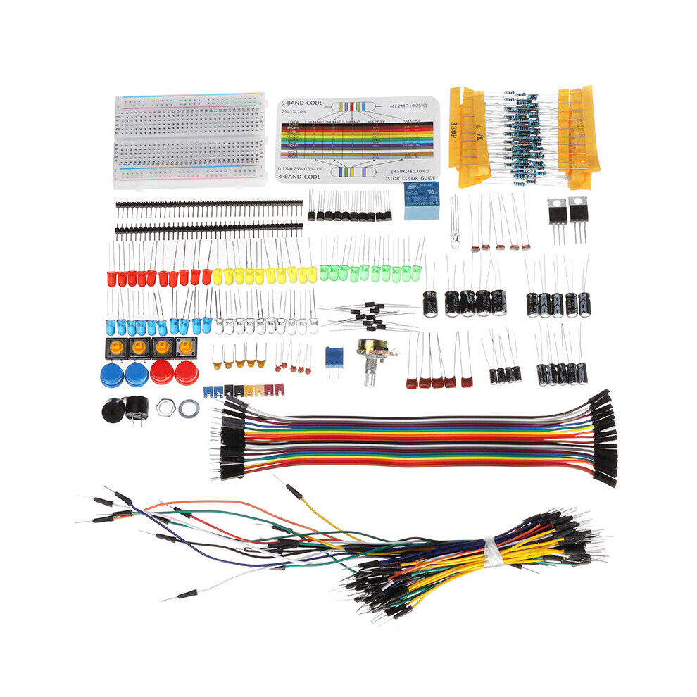Geekcreit Electronic Components Base Starter Kits With Breadboard Resistor Capacitor Led Jumper Cable With Plastic Box Package For Geekcreit Arduino 640187963875