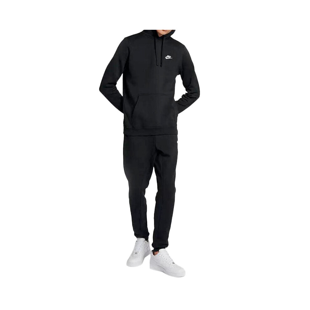 (Black, Full Tracksuit) NIKE Club Mens Full Tracksuits Hoodie Joggers Casual Sweat Gym Bottom Black S-XL
