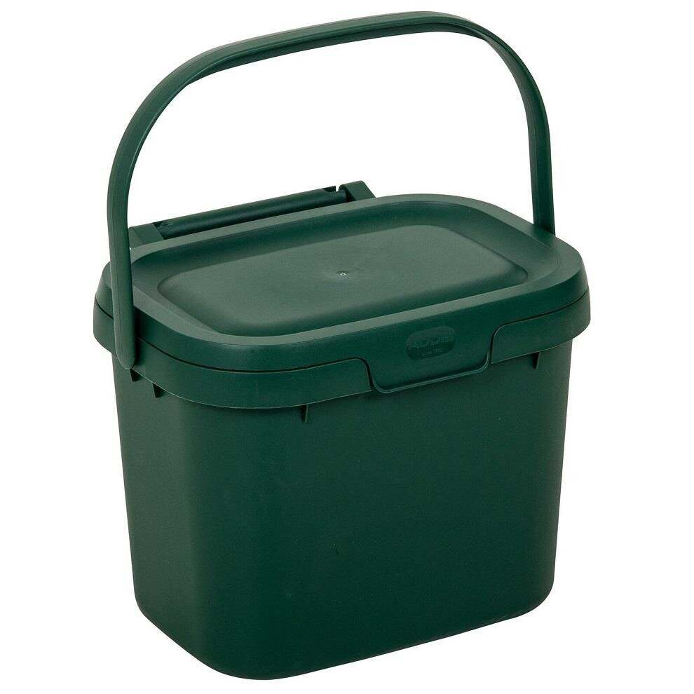 Addis Everyday Kitchen Food Waste Compost Caddy Bin, 4.5 Litre, Dark Green