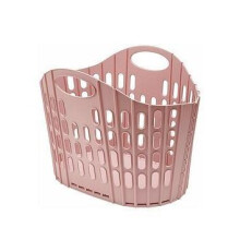 Addis LQOC Fold Flat Easy Store Clothes Laundry Basket Hamper, Pink, 38 Litre
