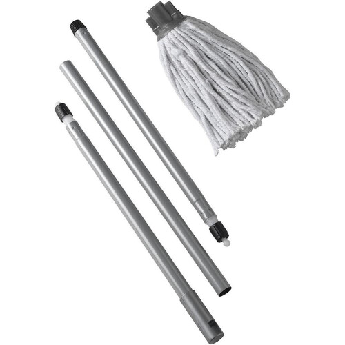 Addis Addis Cotton Mop with 3-Piece Handle, White/Metallic-Grey by Addis