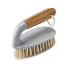 Addis Floor and Tile Scrub Brush Iron Style Bamboo Handle, Grey & Natural, Wood, 13 x 5 x 6.5 cm