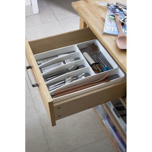 Addis Anti Slip 6 Compartment Drawer Plastic Kitchen Cutlery Organiser 2