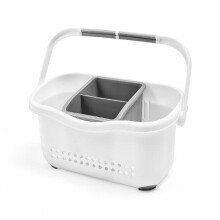 Addis Premium Sink Cutlery Draining Storage Caddy, White/Grey, 12 x 24 x 20.5 cm