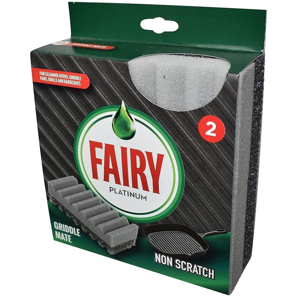 Addis Fairy Platinum Non Scratch Griddle Mate Dual Scourer for Oven Racks, BBQ's, Griddle Pans and Plates, Pack of 2, Grey 518947