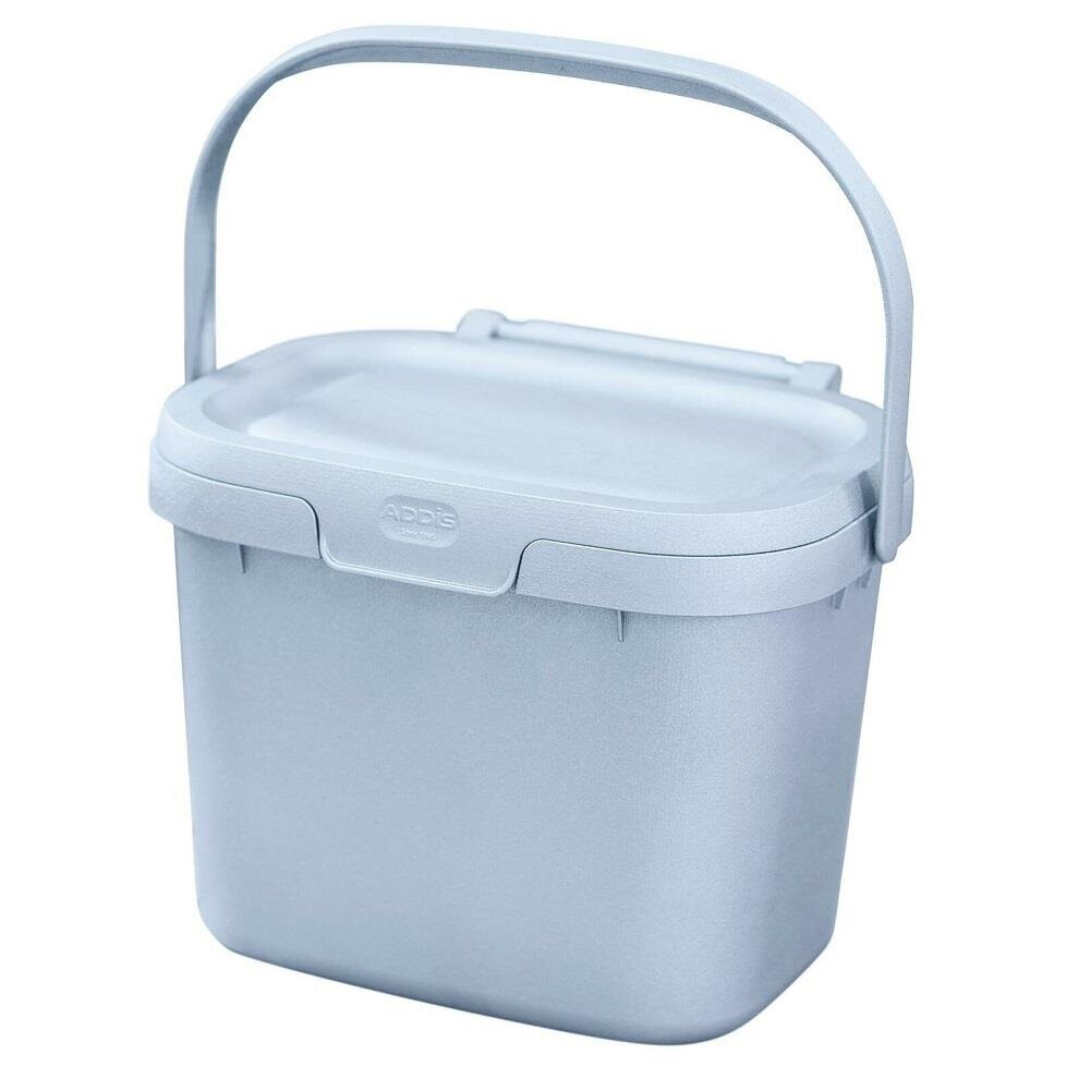 Addis Eco 100% Recycled Plastic Everyday Kitchen Food Waste Compost Caddy Bin, 4.5 Litre, Light Grey