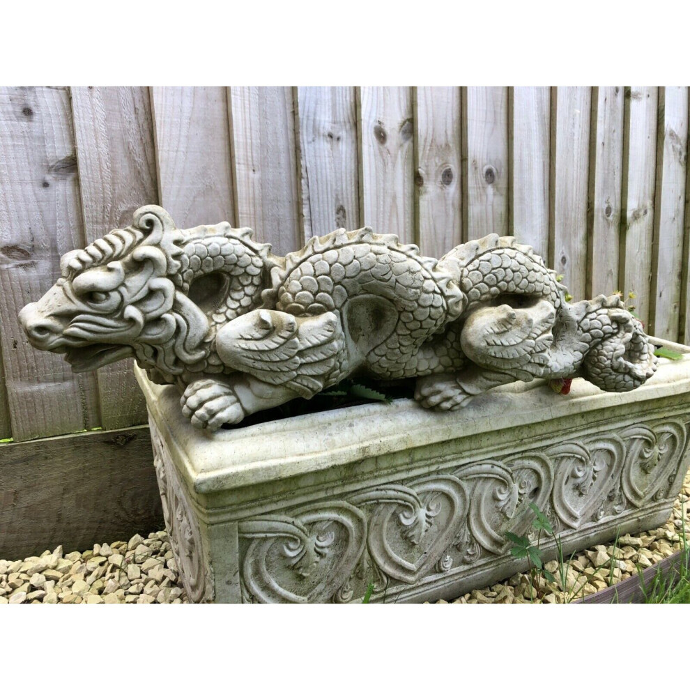 Reconstituted Stone Chinese Dragon Statue | Garden Oriental Ornament