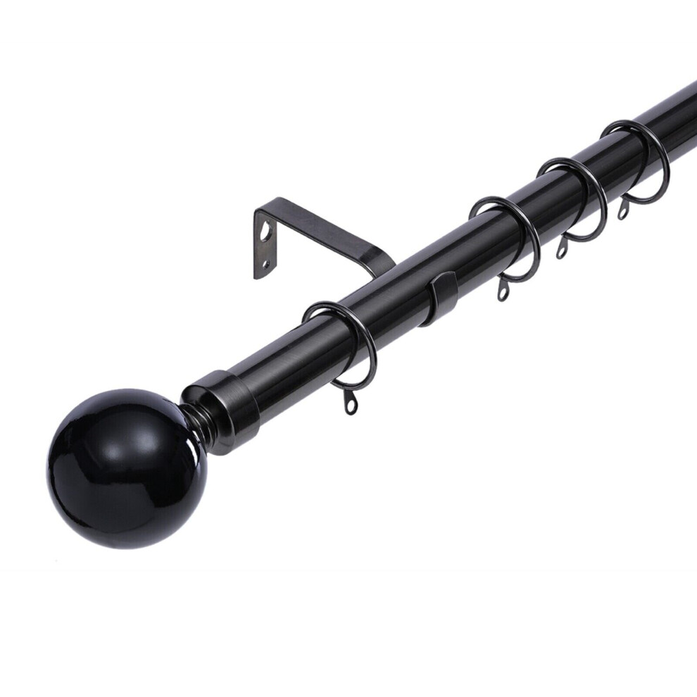 (90-160 cm, Painted Ball Finial (Polished Steel)) 28 mm Extendable Curtain Pole Rods Easy Fit Rings, Fittings Include All Colours-image-OPC-P8RMSVM-NEW