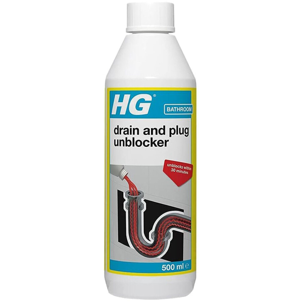 Hg Drain And Plug Unblocker For Blocked Drain Pipes In Sinks - 500Ml