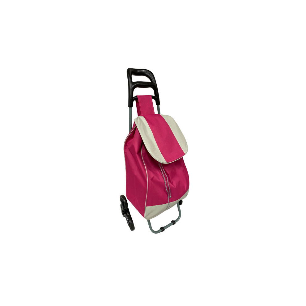 (Pink) Hampton&Stewart Folding Wheeled Shopping Trolley