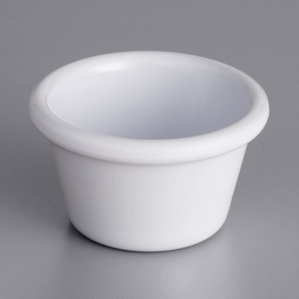 24x Plain Melamine Ramekin White, 2oz Plastic Sauce Pot Pots Serving Dish