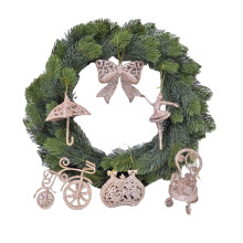 6 Rose Gold Christmas Tree Decorations Glitter Vintage Designs