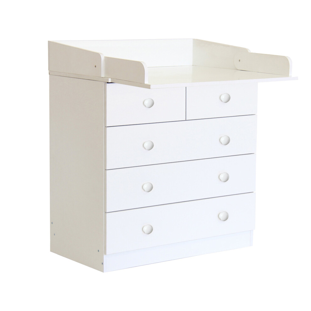 Kidsaw Kudl Kids 5 Drawer Unit 1780 With Changing Board Storage White