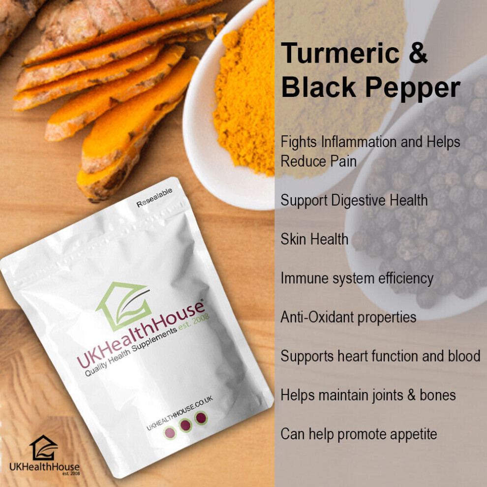 (Turmeric Tablets 1505mg with Black Pepper | 240 Tablets | Vegan UK Made Curcumin) Turmeric & Black Pepper 1505mg & 100mg Tablets