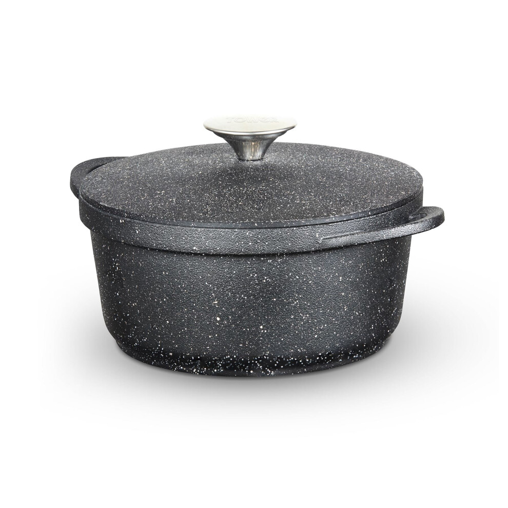 Tower Precision Casserole Dish with Aluminium Lid, Lightweight Cast Aluminium, 20 - 28cm, Black - Image 3