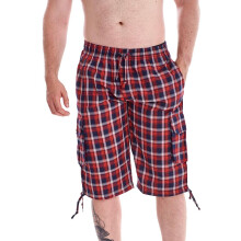 (Wine, XL) Woven Cotton Shorts 3/4 Length Blended Casual Cargo Summer Wear Multicolours