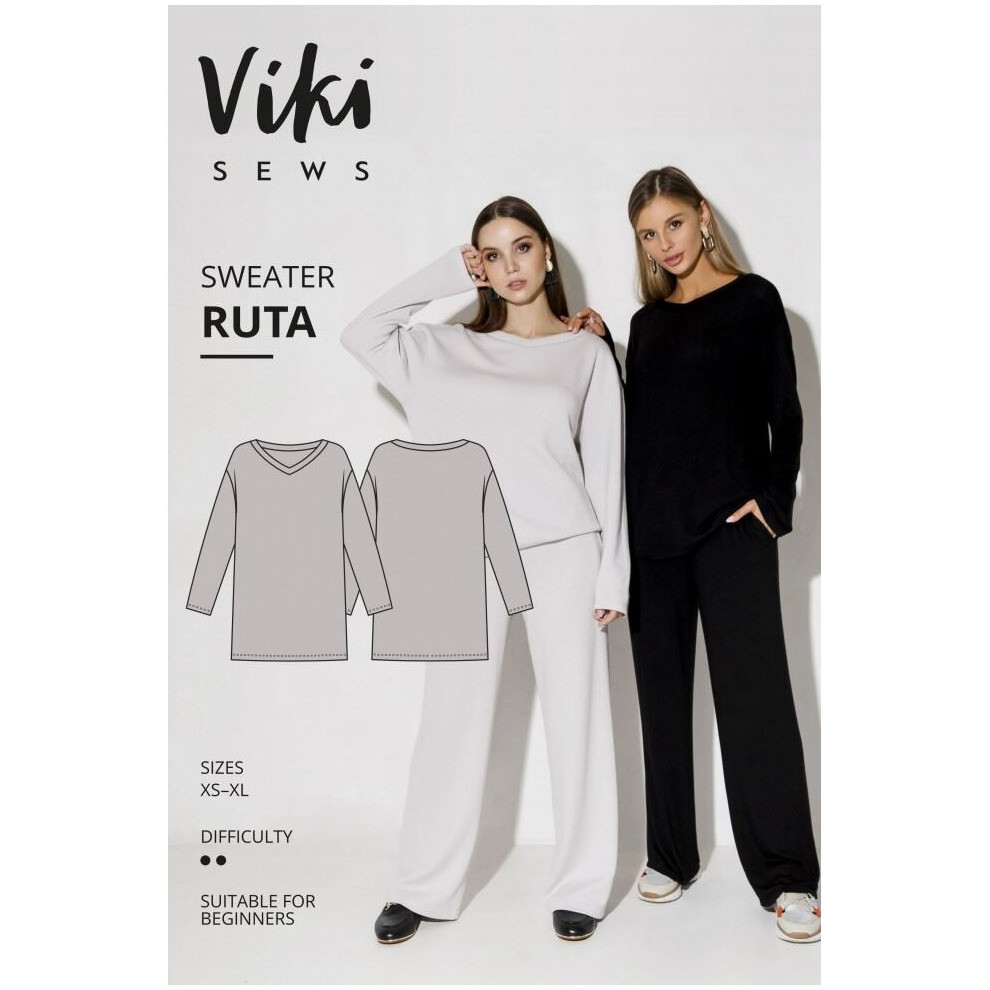 Vikisews Sewing Pattern Ruta Sweater Women XS-XL Tops, Sweaters