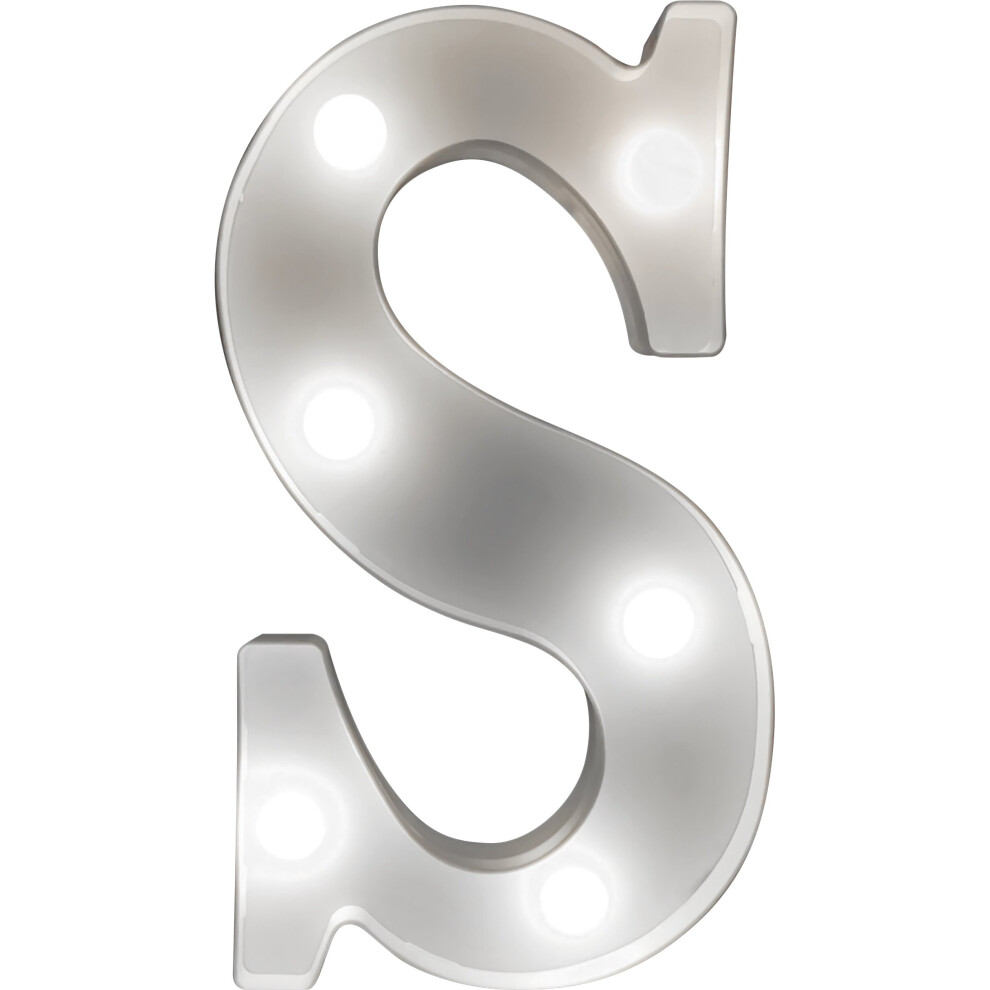 (LETTER S) Light Up 3D LED 22cm Letters & Numbers Party Birthday Wedding Battery Operated