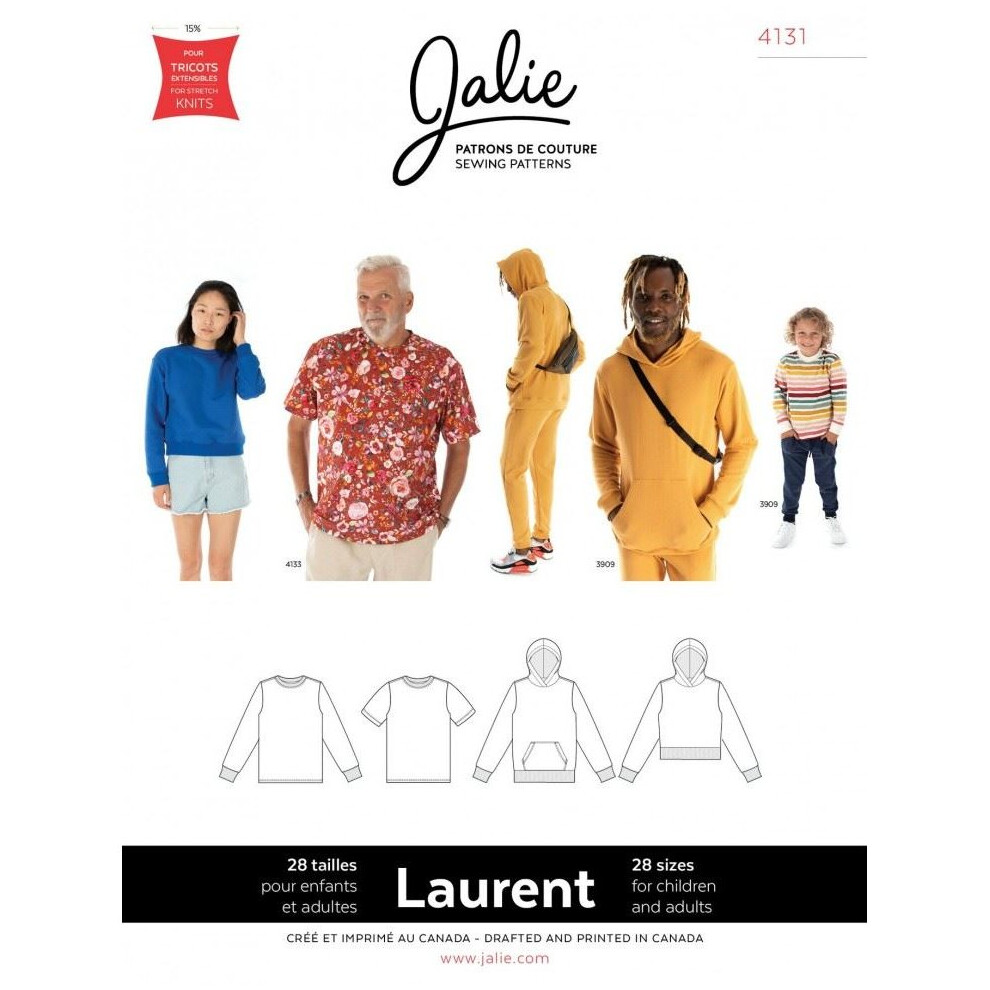 Jalie Sewing Pattern 4131 Laurent  T Shirt Pullover & Hoodie