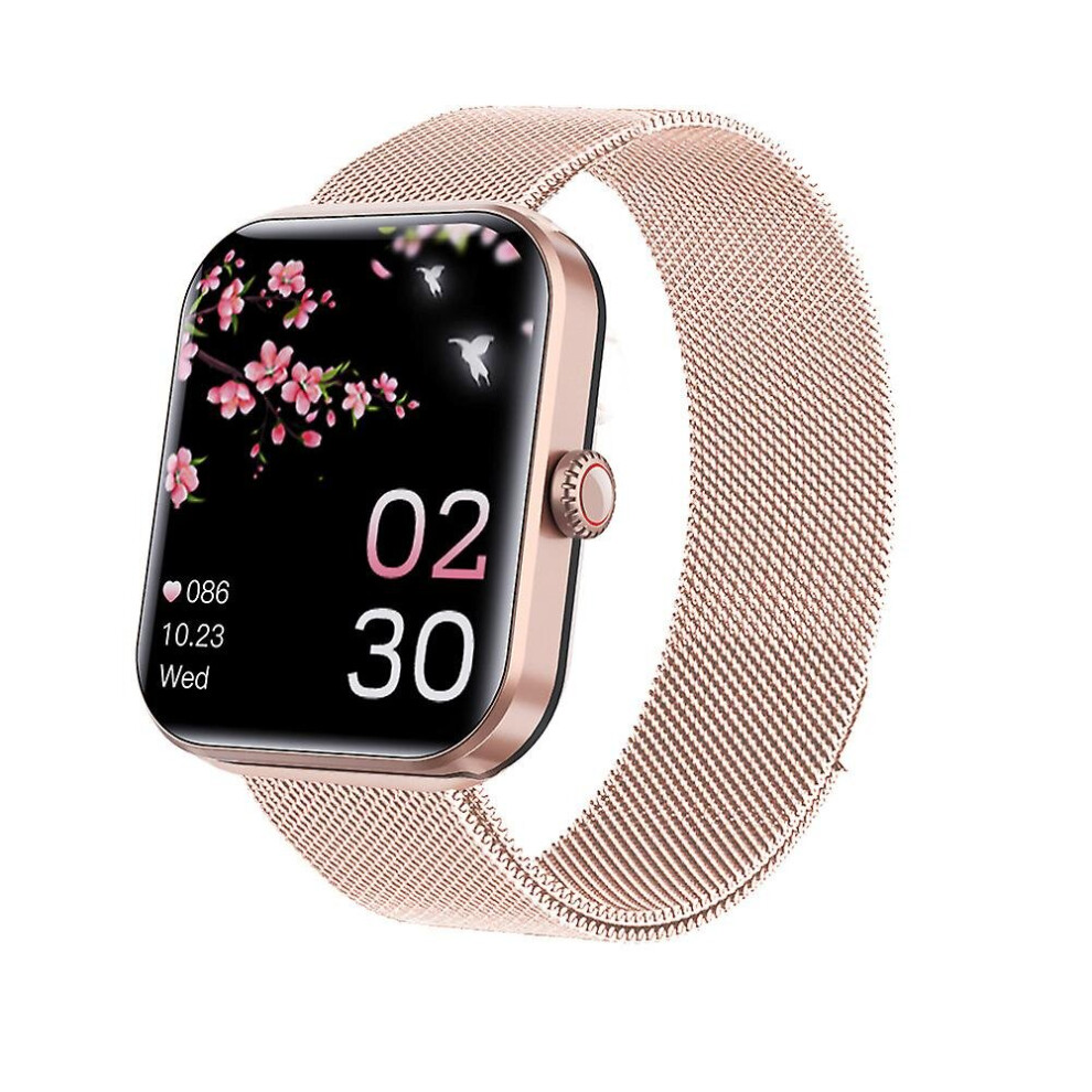 (Milan Rose Steel) F57l Blood Glucose Sugar Smart Watch Body Temperature Waterproof Hrv Ecg Monitor