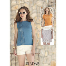Sirdar Cotton Knitting Pattern 7082 Women 32 - 42 Inches Skirts, Tops
