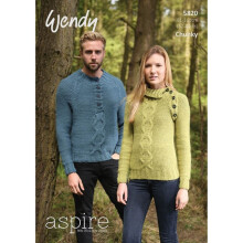 Wendy Aspire Knitting Pattern 5820 Men, Women 32 inch - 44 inch Sweaters