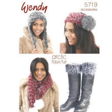 Wendy Arctic Fur Knitting Pattern 5719 Women Accessories, Headwear, Scarves