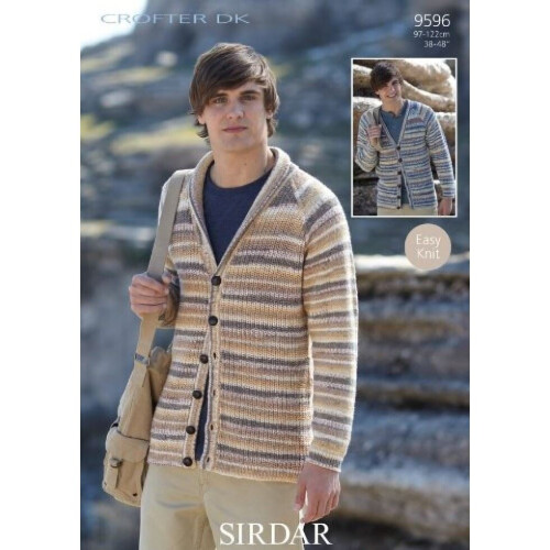 Sirdar Crofter Knitting Pattern 9596 Men 38 - 48 Inches Cardigans