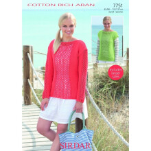 Sirdar Cotton Rich Knitting Pattern 7751 Women 32 inch - 54 inch Tops, Sweaters