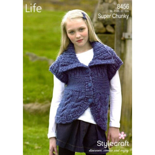 Stylecraft Knitting Pattern 8456 Kids 22 inch - 32 inch Cardigans