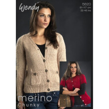 Wendy Merino Knitting Pattern 5620 Women 32 inch - 46 inch Cardigans
