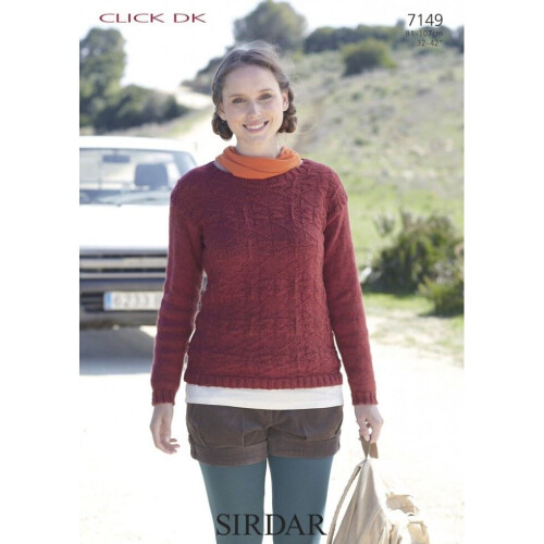 Sirdar Click Knitting Pattern 7149 Women 32 - 42 Inches Sweaters