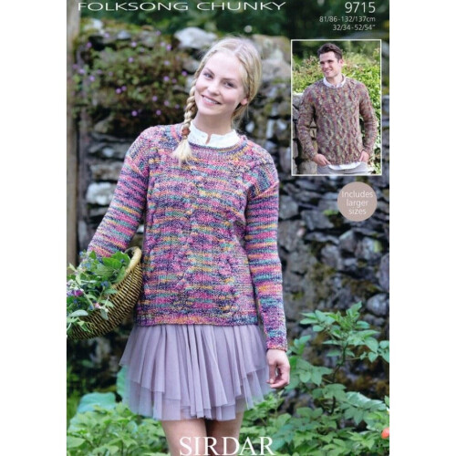 Sirdar Knitting Pattern 9715 Men, Women 32 - 54 Inches Sweaters